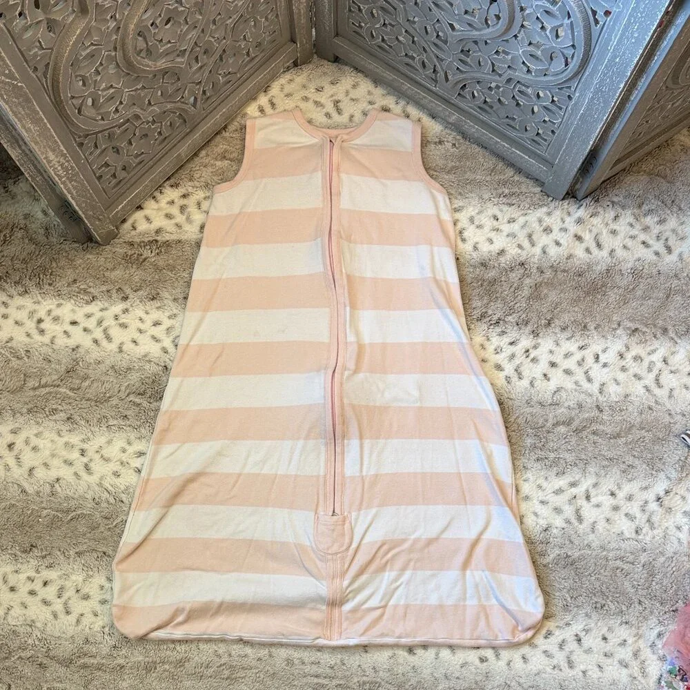 Burt's Bees Baby Beekeeper pink white striped sleepsack girls 18-24 months